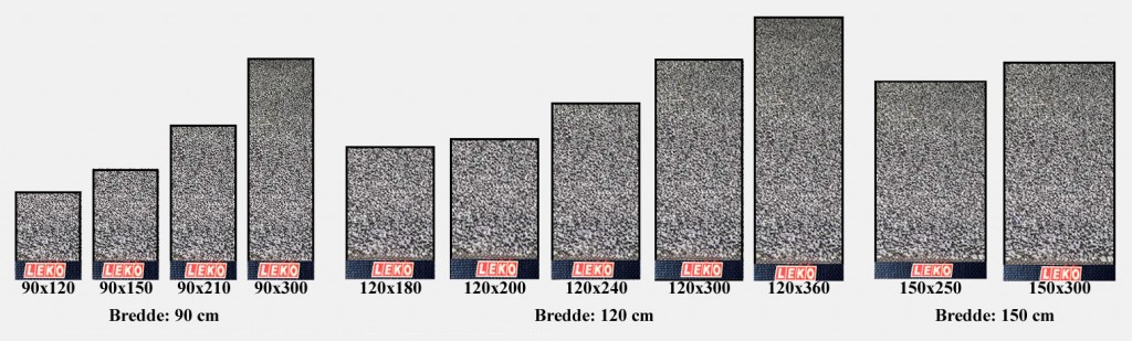 Størrelser gulvmatter