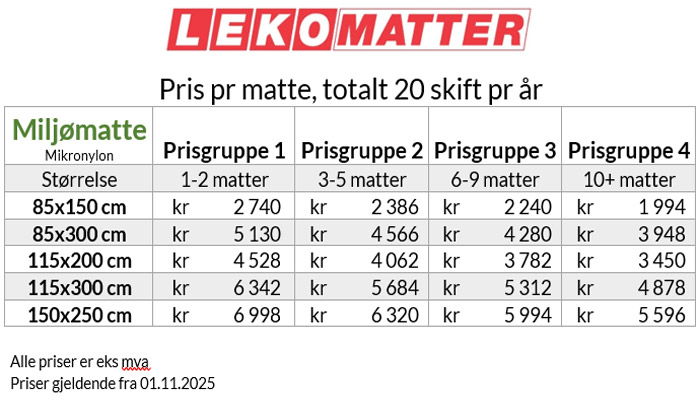 Priser matteservice - Foto